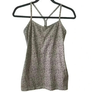 Lululemon power Y tank top shelf bra gray speckled 4